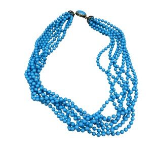 Vintage Blue Multi Strand Bead Necklace